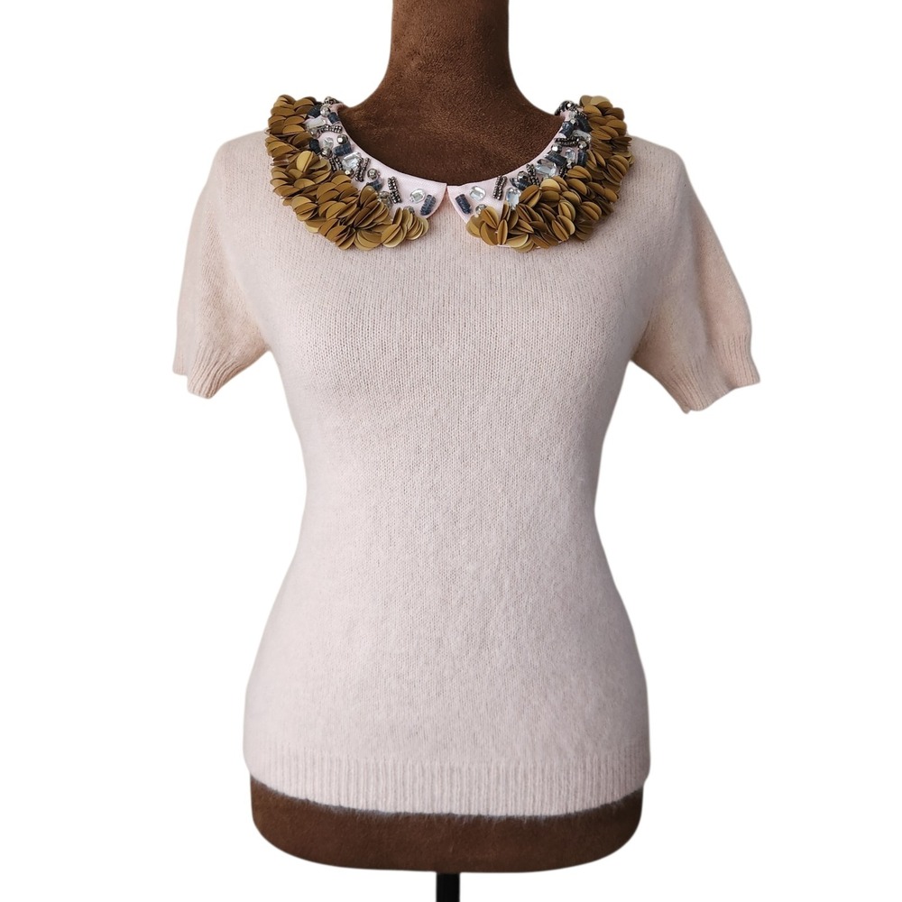 Anthropologie Corey Lynn Calter Sweater Angora Sequin Collar Size XS Button Back